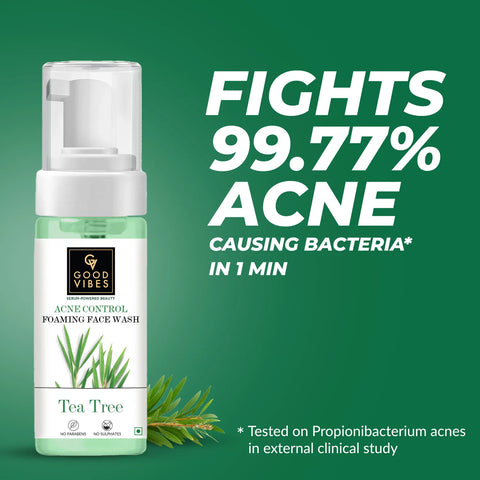 Good Vibes Tea Tree Acne Control Foaming Face Wash | Pimple wash Anti Pimple (150 ml)