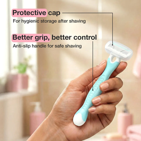 Good Vibes Silk Glide Body Razor for Women - Pack of 4 | Triple Blade Precision | Aloe Vera & Vitamin E Glide Strip | Anti-Slip Grip | Smooth & Gentle Shave | For Legs Arms & Underarms | Sensitive Skin