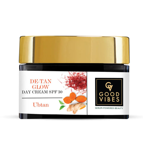 Good Vibes Ubtan De-Tan Glow Light Day Cream with Serum-Powered Beauty (30 gm)
