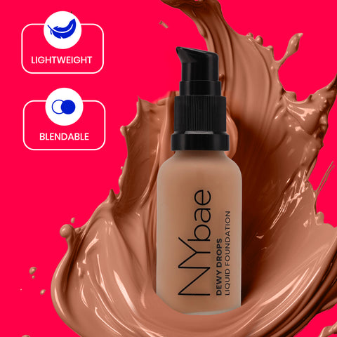 NY Bae Dewy Drops Foundation - Macchiato 03 (30 ml) | Wheatish Skin | Warm Undertone | Full Coverage | Long Lasting | Non-Transfer