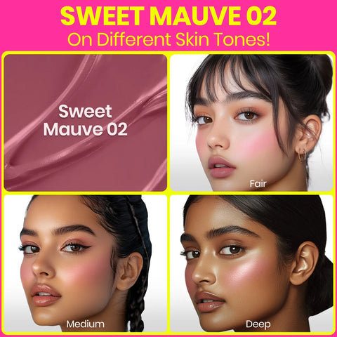 NY Bae Dewy Creme Blush - Sweet Mauve 02 (5.5 ml) | Liquid Blush | Dewy & Bold Finish | Natural Glow | Lightweight Formula | Buildable Pigment | Everyday Makeup | Hydrating Blush | Silky & Weightless | Long-Lasting Wear