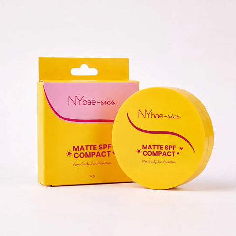 NY Bae-sics Matte SPF Compact Powder | Soft-Focus | Non-Sticky Matte Finish | Buildable Coverage | Lightweight Oil-Control Face Compact | Sun Protection | 9 gm