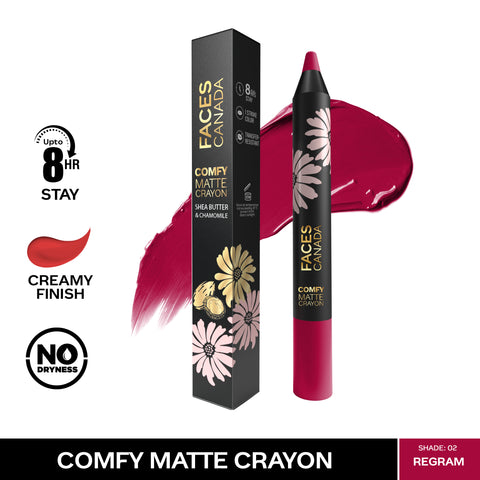 FACES CANADA Comfy Matte Crayon I Creamy Matte I Chamomile & Shea Butter I Alcohol-free I Regram 02 2.8 gm