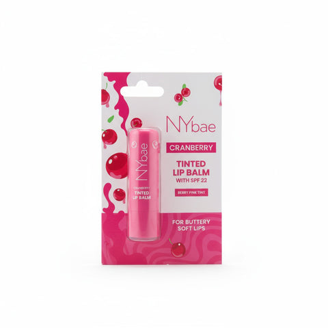 NY Bae Cranberry Tinted Lip Balm with SPF 22 – Rich Berry Pink Tint | Deeply Moisturizing Lip Color with Shea Butter Almond Oil & Vitamin E | Soft Plump & Naturally Rosy Lips