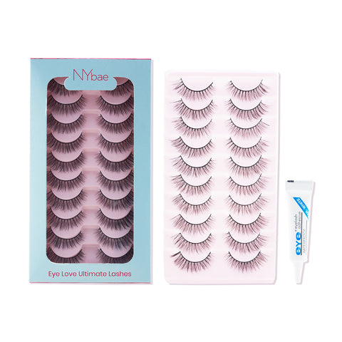 NY Bae Eye Love Ultimate Lashes | Set of 10 | Eye Lashes| False Eyelashes| Eye Makeup Kit Combo| Value Pack | Mascara | Fake Eyelashes for women | Eye kit