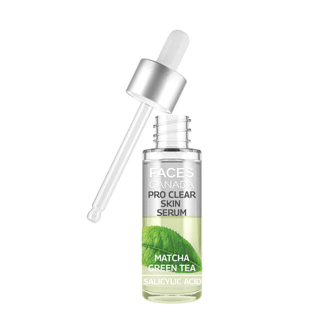 FACES CANADA Pro Clear Skin Serum, 27 ml | Matcha Green Tea & Salicylic Acid | Biphasic Face Serum | Nourishes & Soothes For Clear, Radiant & Acne-Free Skin | Helps Reduce Redness & Unclogs Pores