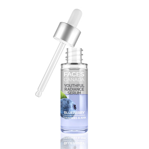FACES CANADA Youthful Radiance Serum, 27 ml | Blueberry, AHA & Ceramides | Biphasic Face Serum | Anti-Ageing | Brightens, Hydrates, Moisturizes For Younger-Looking, Radiant Skin