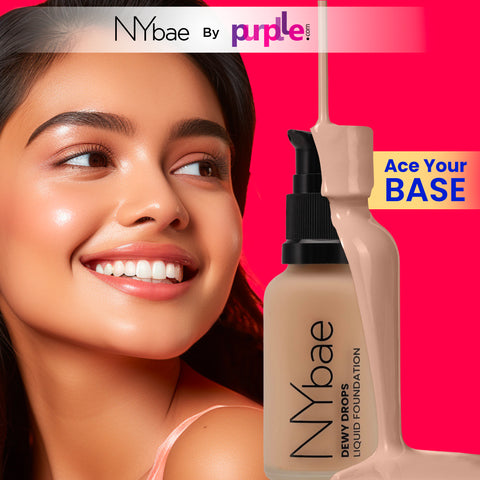 NY Bae Dewy Drops Foundation - White Coffee 08 (30 ml) | Very Fair Skin | Cool Undertone | Full Coverage | Long Lasting | Non-Transfer