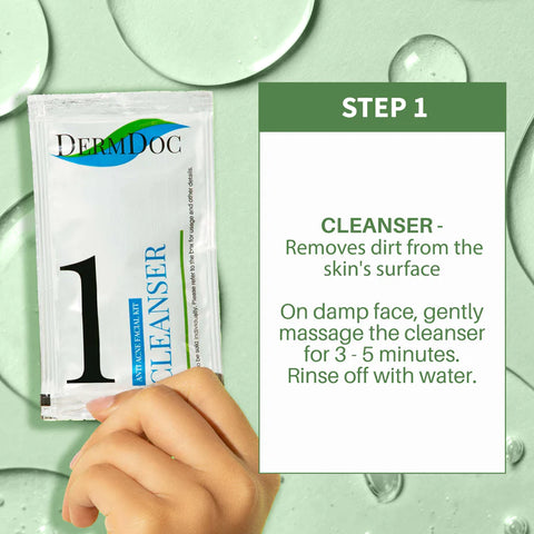 DERMDOC by Purplle Anti Acne Facial Kit with Salicylic Acid (34 gm) | facial for acne, oil control | cleanser, scrub, toner, cream, peel off mask