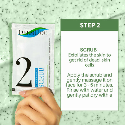 DERMDOC by Purplle Anti Acne Facial Kit with Salicylic Acid (34 gm) | facial for acne, oil control | cleanser, scrub, toner, cream, peel off mask