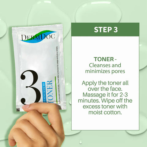 DERMDOC by Purplle Anti Acne Facial Kit with Salicylic Acid (34 gm) | facial for acne, oil control | cleanser, scrub, toner, cream, peel off mask