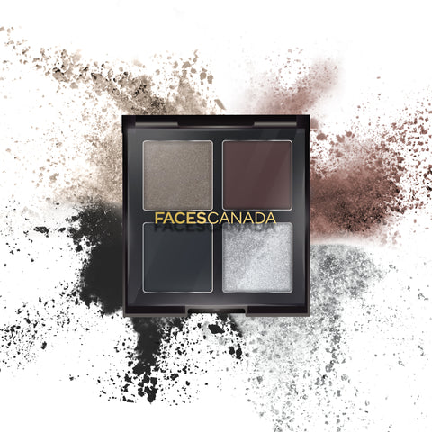 FACES CANADA 4 IN 1 Quad Eyeshadow Palette - Smokey Game 07, 4.8 gm | Shimmer & Matte Shades | Satin Matte Finish Eye Shadow Quartet | Intense Pigment | Long Lasting | Vitamin E Enriched | Vegan