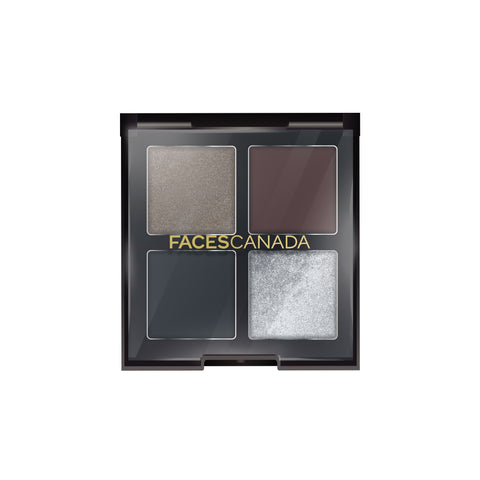 FACES CANADA 4 IN 1 Quad Eyeshadow Palette - Smokey Game 07, 4.8 gm | Shimmer & Matte Shades | Satin Matte Finish Eye Shadow Quartet | Intense Pigment | Long Lasting | Vitamin E Enriched | Vegan