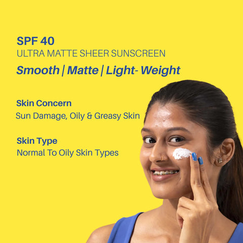 DERMDOC SPF 40 Ultra Matte Sheer Sunscreen Gel (45 gm) | Waterproof & Sweat Resistant | Matte Finish | Oily Skin | Non-Comedogenic