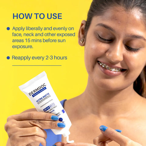 DERMDOC SPF 40 Ultra Matte Sheer Sunscreen Gel (45 gm) | Waterproof & Sweat Resistant | Matte Finish | Oily Skin | Non-Comedogenic