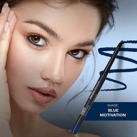 FACES CANADA Magneteyes Color Kajal - Blue Motivation, 0.30 gm | Highly Pigmented Kohl | 12HR Long Stay | Single Stroke Glide | Waterproof & Smudgeproof | Almond Oil Enriched