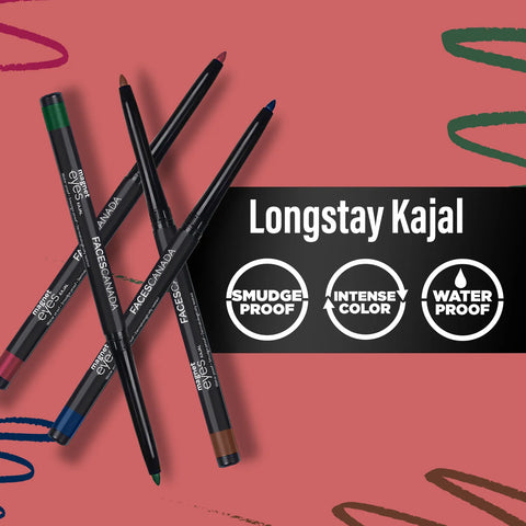 FACES CANADA Magneteyes Color Kajal - Blue Motivation, 0.30 gm | Highly Pigmented Kohl | 12HR Long Stay | Single Stroke Glide | Waterproof & Smudgeproof | Almond Oil Enriched