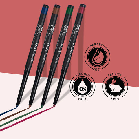FACES CANADA Magneteyes Color Kajal - Brown Comfort, 0.30 gm | Highly Pigmented Kohl | 12HR Long Stay | Single Stroke Glide | Waterproof & Smudgeproof | Almond Oil Enriched