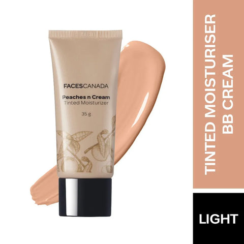 FACES CANADA Peaches N Cream Tinted Moisturizer - Light 01, 35 gm | Soft Peachy, Natural Glow | Lightly Tinted BB Cream | Non Oily Lightweight Gel Formula | Blends Easily | Suitable For All Skin Types