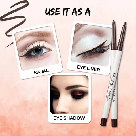 FACES CANADA Ultime Pro Twist Eye Kajal Liner - Brown, 0.35 gm | High Impact Intense Color In 1 Stroke | 24HR Long Stay | Matte Finish | Soft Texture | Waterproof & Smudgeproof | Made With Carnauba Wax
