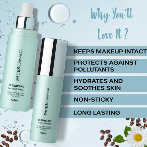 FACES CANADA Ultime Pro Makeup Fixer, 100 ml | Long Lasting Makeup Setting Spray | Keeps Makeup Intact | Hydrates, Soothes & Refreshes Skin