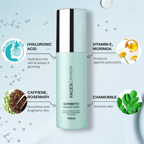 FACES CANADA Ultime Pro Makeup Fixer, 100 ml | Long Lasting Makeup Setting Spray | Keeps Makeup Intact | Hydrates, Soothes & Refreshes Skin