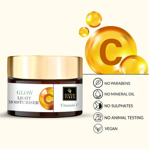 Good Vibes Glow Light Moisturiser - Vitamin C | Light weight, Oil free (50 gm)
