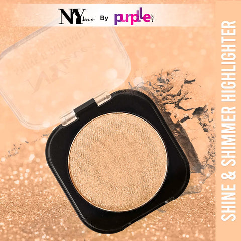 NY Bae Shine & Shimmer Highlighter - Glow Gold 2 (5 gm) | Gold | Rich Colour | Super Blendable | Multipurpose | Travel Friendly